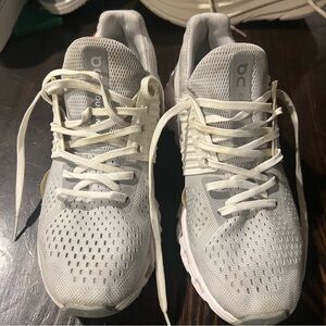 On Running White and Light Gray Women's Running Sneakers